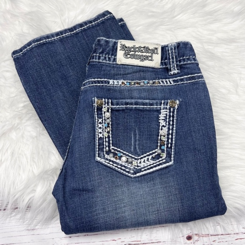 👖|•ROCK & ROLL COWGIRL•| Low Rise Boot Cut Jeans size 28 (6)👖